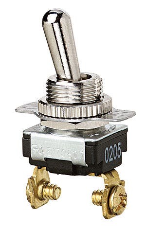 IDEAL, Toggle Switch, Medium And Light-Duty, Bat, On-Off, Voltage Rating: 125, 250 VAC/DC, Number Of Poles: 1, Amperage Rating: 4, 8, 10 AMP, Action: SPST, Connection: Wire Leads, 2 Terminals, Wire Leads Are 18 AWG, 6 IN Stripped Wire, Actuator: Toggle, Size: 0.980 IN Length X 0.640 IN Width X 0.620 IN Height, Mounting: 1/2 IN Hole Diameter, Hp Rating: 1/3 HP At 125 VAC, Includes: On-Off Faceplate