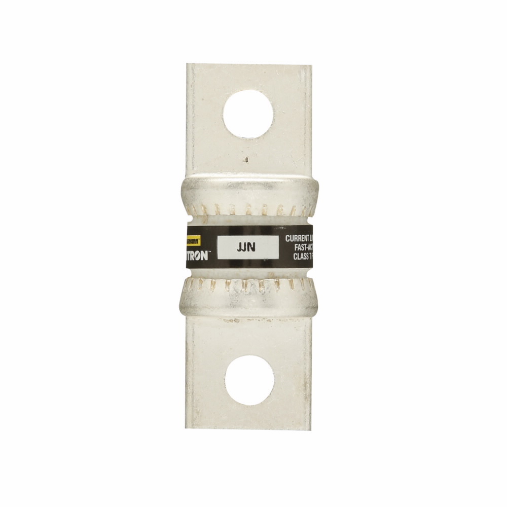 Eaton Bussmann series JJN fuse, Current-limiting very fast acting fuse, VFD line protection, 100 A, Class T, Non-indicating, Bolted blade end x bolted blade end, 20 kAIC at 160 Vdc,200 kAIC at 300 V, Standard, 5, 300 V, 160 Vdc
