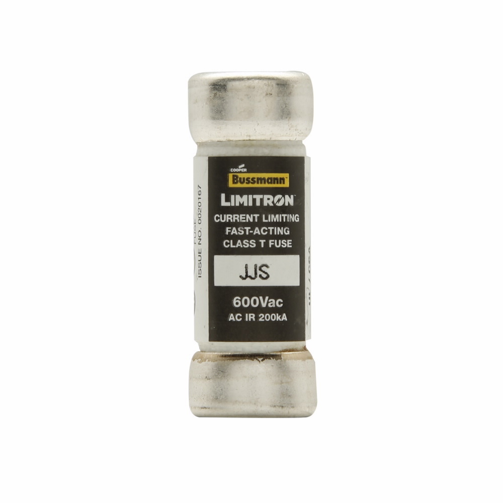 Eaton Bussmann series JJS fuse, Current-limiting very fast acting fuse, Small footprint, VFD line protection, 6 A, Class T, Non-indicating, Ferrule end x ferrule end, 200 kAIC at 600 V, Standard, 10, 600 V