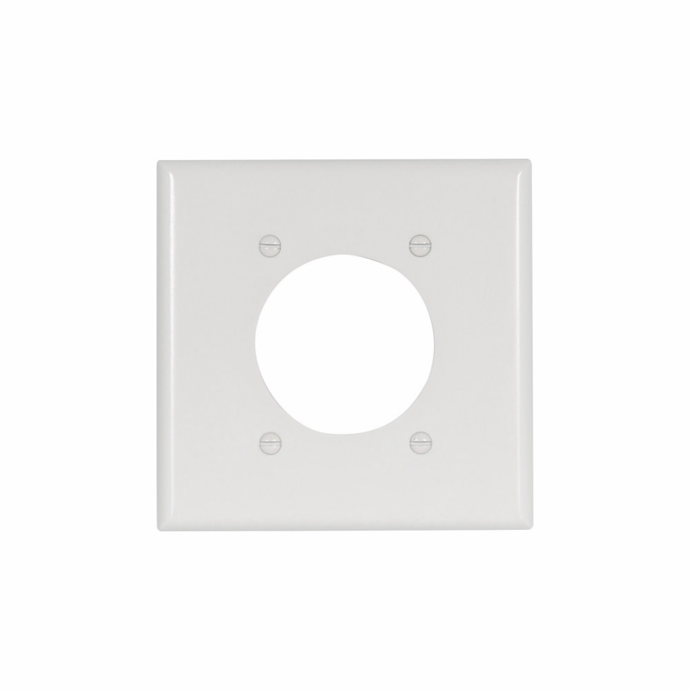 Eaton Power outlet and locking wallplate, White, 2.15" Hole Cutout, Thermoset, Two- gang, Standard, ED Box