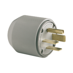 Eaton Arrow Hart extra heavy-duty auto grip plug , #12-4 AWG, 60A, Industrial, range and dryer, 250V, Back wire, Gray, Brass, Nylon and Thermoplastic, 15-60P, Three-pole, four-wire, grounding, Screw, Nylon, Core pack