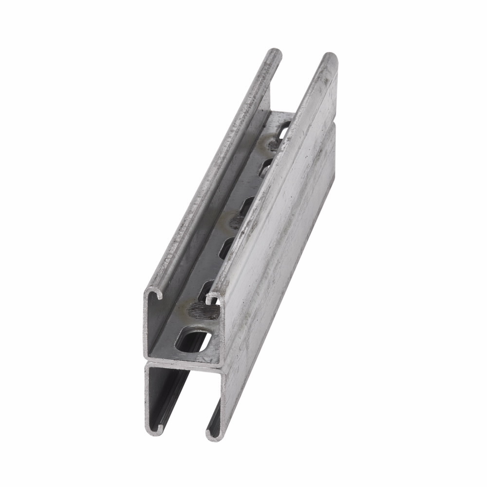 Eaton B-Line series strut back-to-back welded channel, 1.62" H x 120" L x 1.62" W, Steel, Pre-galvanized, SHA, 12 Gauge
