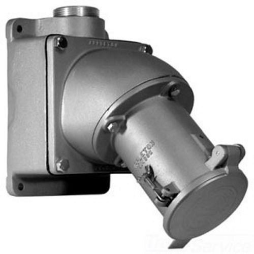 3-Phase Grounding Style 2 Reverse Service Pin and Sleeve Receptacle With AJA Mounting Box, 600/250 VAC/VDC, 200 A, 4 Poles, 3 Wires