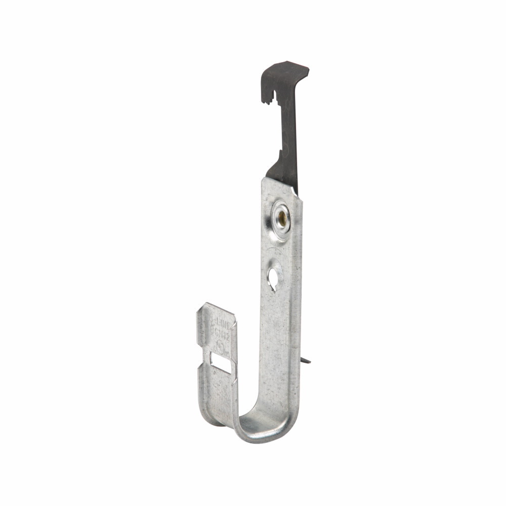 Eaton B-Line series datacomm and low voltage support fasteners, Supports cable from #12 wire thru 1/4" plain or threaded rod, Cable to wire and rod fastener, Cable mount, 3/4" Hook, 1 J-hook, Pre-galvanized, Load capacity of 25 lbs, Steel