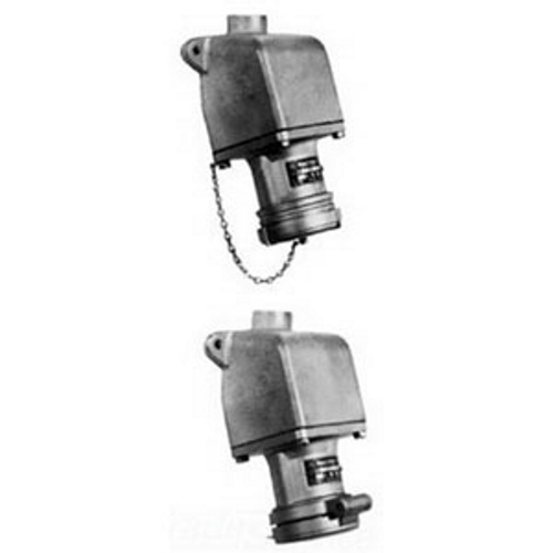 Powertite; Grounding Style 2 Polarized Receptacle with AEE Mounting Box; 60 Amp, 600 Volt AC/250 Volt DC, 4-Pole, 3-Wire, Pressure Wire Terminal, 1-1/4 Inch Hub