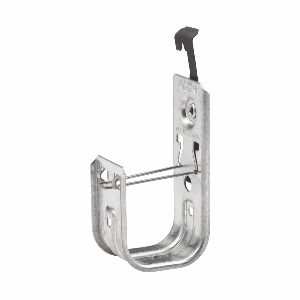 Eaton B-Line series datacomm and low voltage support fasteners, W6 series attaches to 3/8" plain or threaded rod, Cable to wire and rod fastener, Cable mount, 2" Hook, 1 J-hook, Pre-galvanized, Load capacity of 25 lbs, Steel