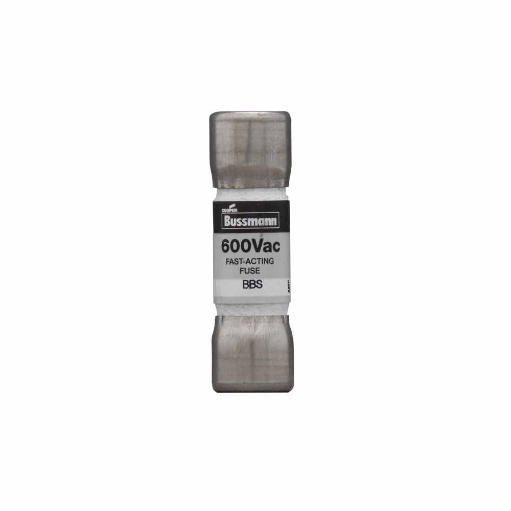 Eaton Bussmann series BBS fuse, Fast acting Midget fuse, 1.5 A, Non-indicating, Ferrule end x ferrule end, 10 kAIC at 600 Vac, Nickel-plated brass endcaps, Standard, 600 V