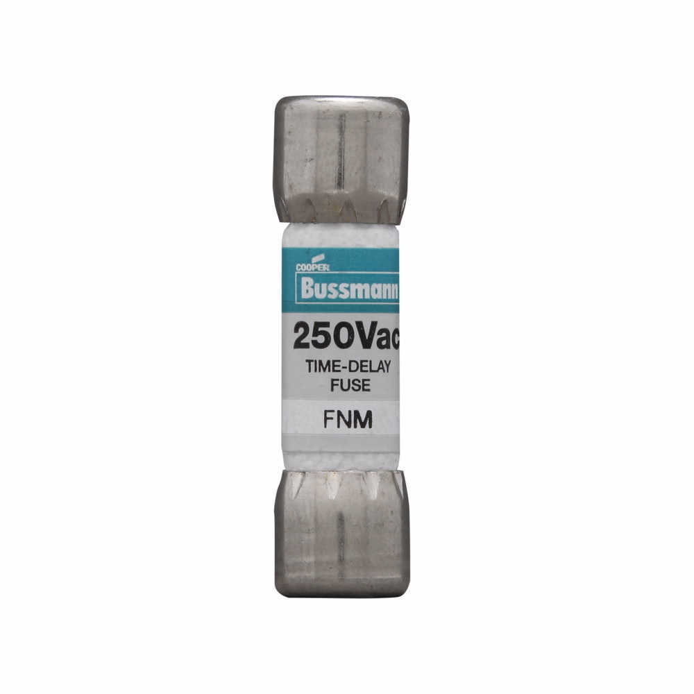 Eaton Bussmann series FNM fuse, Time-delay Midget fuse, 0.2 A, Dual, Non-indicating, Ferrule end x ferrule end, 10 kAIC at 125 Vac,35 AIC at 250 Vac, Nickel-plated bronze endcap, Standard, 250 V