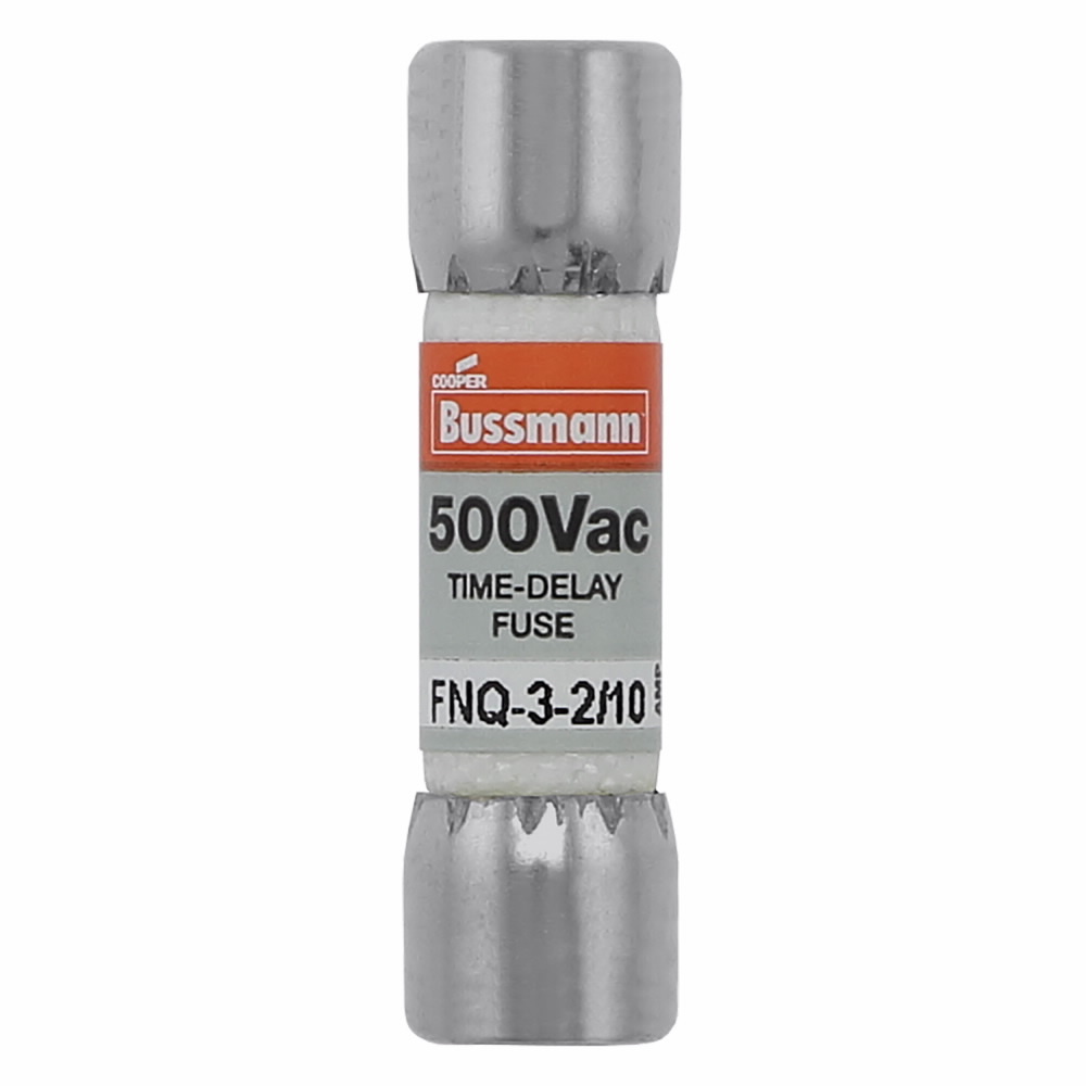 Eaton Bussmann series FNQ fuse, Time-delay Midget fuse, Motor control transformers, circuits with in-rush currents, 3.2 A, Non-indicating, Ferrule end x ferrule end, 10 kAIC at 500 Vac, Nickel-plated bronze endcap, Standard, 500 V