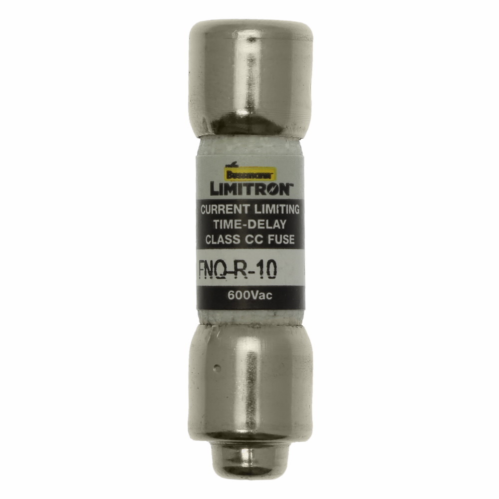 Eaton Bussmann series FNQ-R fuse, 10 A, Class CC, Non-indicating, Ferrule end x ferrule end, 12 sec at 200%, 200 kAIC, Melamine tube, Standard, 600 V