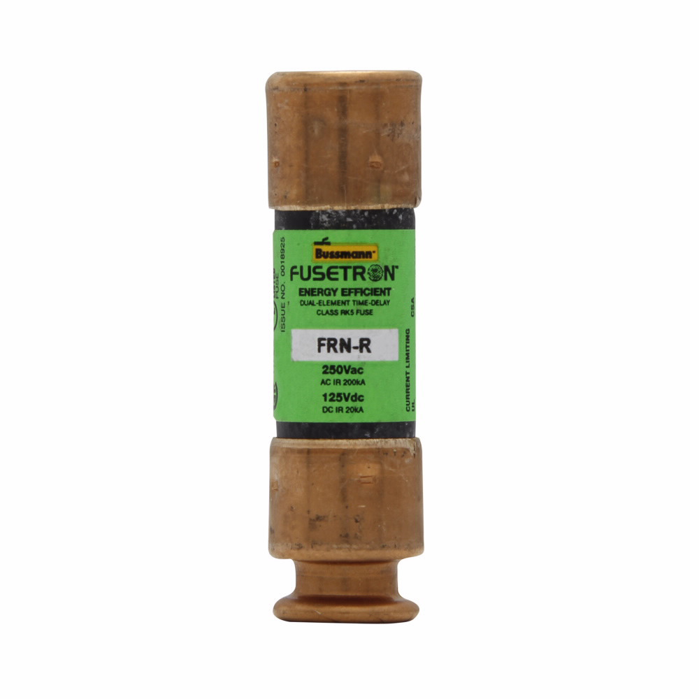 Eaton Bussmann series FRN-R fuse, 6 A, Dual, Class RK5, Non-indicating, Ferrule end x ferrule end, 8 sec at 500%, 200 kAIC at 250 V,20 kAIC at 125 Vdc, Standard, 250 V, 125 Vdc