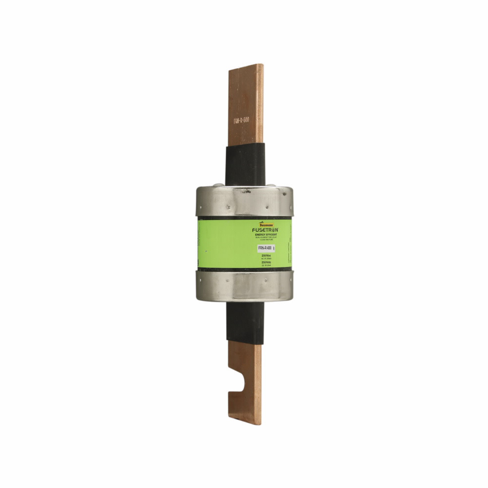 Eaton Bussmann series FRN-R fuse, 600 A, Dual, Class RK5, Non-indicating, Blade end x blade end, 10 sec at 500%, 20 kAIC at 125 Vdc,200 kAIC at 250 V, Standard, 250 V, 125 Vdc