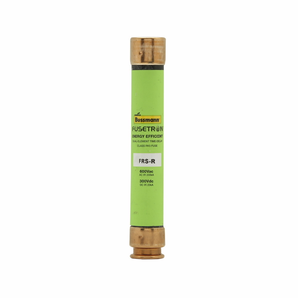 Eaton Bussmann series FRS-R fuse, 1.4 A, Dual, Class RK5, Non-indicating, Ferrule end x ferrule end, 10 sec at 500%, 20 kAIC at 300 Vdc,200 kAIC at 600 V, Standard, 600 V, 300 Vdc