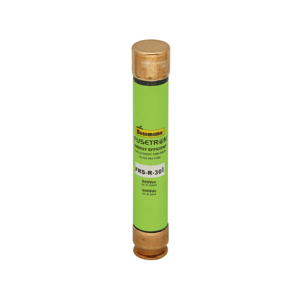 Eaton Bussmann series FRS-R fuse, 5.6 A, Dual, Class RK5, Non-indicating, Ferrule end x ferrule end, 10 sec at 500%, 20 kAIC at 300 Vdc,200 kAIC at 600 V, Standard, 600 V, 300 Vdc