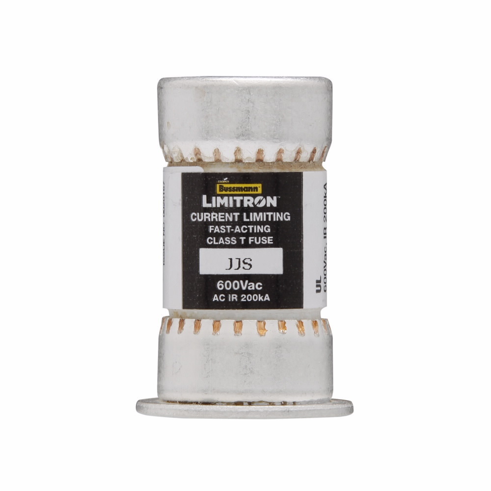 Eaton Bussmann series JJS fuse, Current-limiting very fast acting fuse, Small footprint, VFD line protection, 45 A, Class T, Non-indicating, Ferrule end x ferrule end, 200 kAIC at 600 V, Standard, 10, 600 V