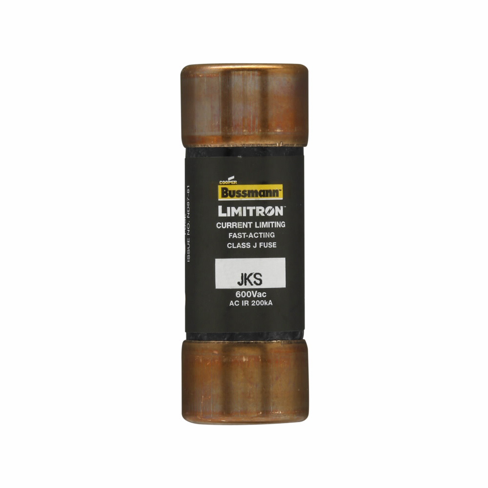 Eaton Bussmann series JKS fuse, LIMITRON Fast-acting fuse, Power panelboards, machinery disconnects, 5 A, 1, Class J, Non-indicating, Ferrule end x ferrule end, 200 kAIC at 600 Vac, Standard, 10, 600 V
