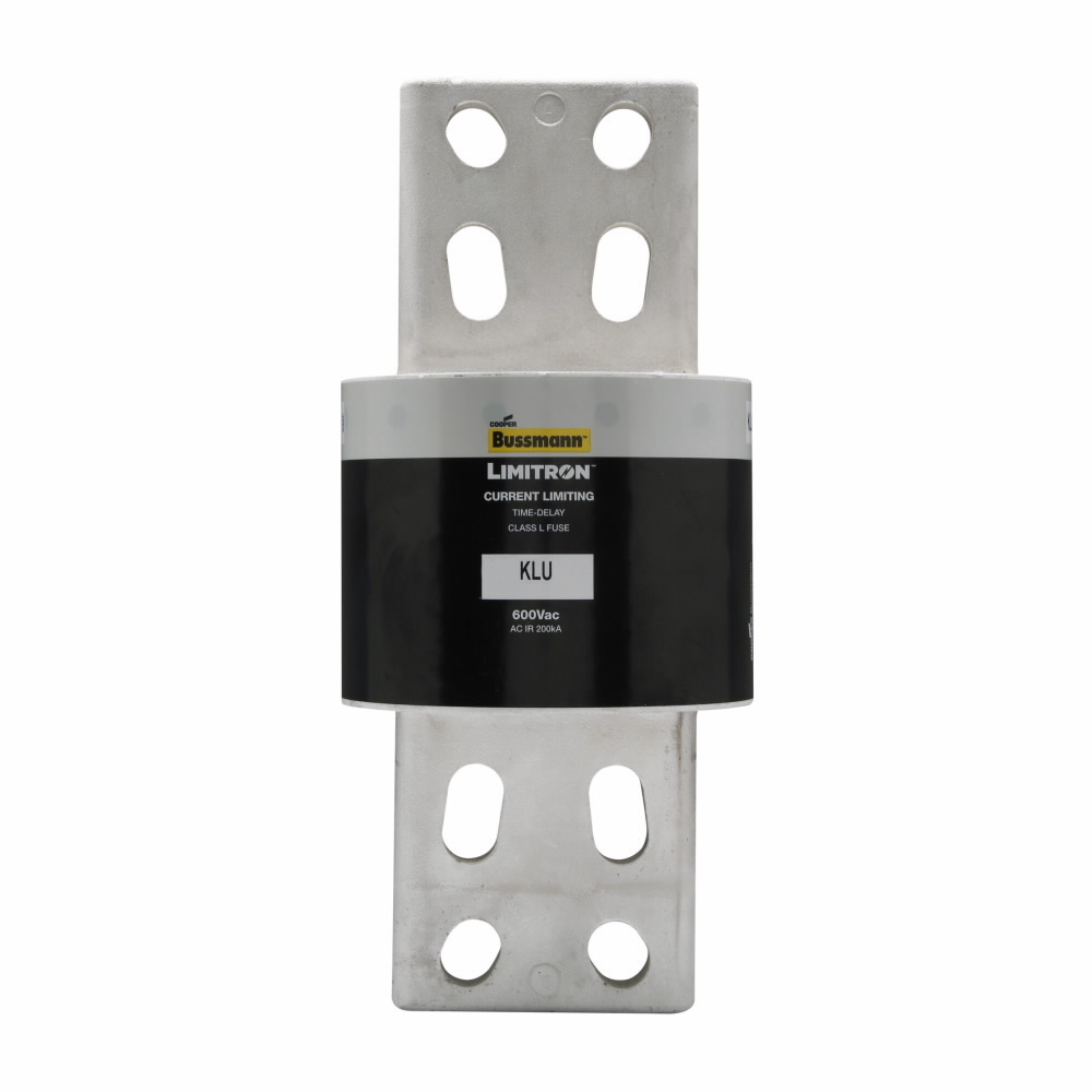 Eaton Bussmann series KLU fuse, LIMITRON Fast-acting fuse, 2500 A, Class L, Non-indicating, Bolted blade end x bolted blade end, 5 sec at 500%, 200 kAIC at 600 Vac, Bolt, Standard, 1, 600 V