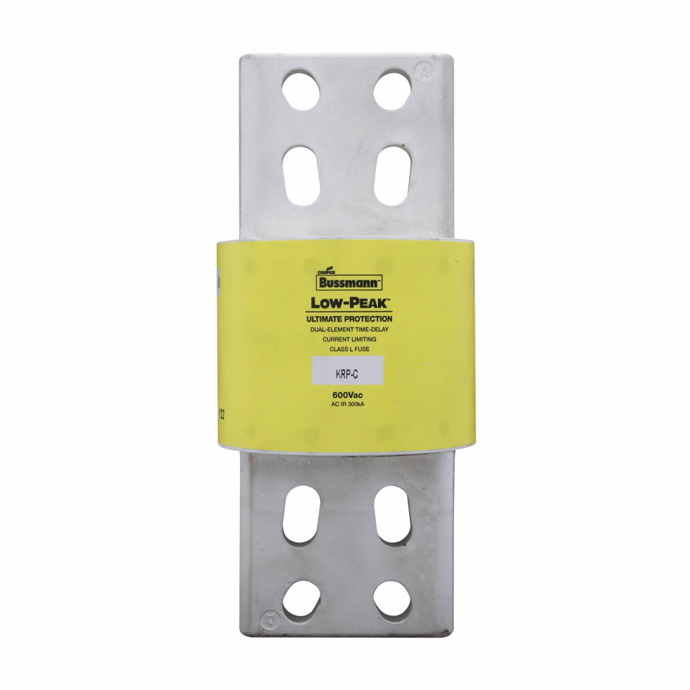 Eaton Bussmann series KRP-C fuse, Current-limiting time-delay fuse, 3000 A, L, Non-indicating, Bolted blade end x bolted blade end, 4 sec at 500%, 300 kAIC at 600 V,100 kAIC Vdc, 600 V, 300 Vdc