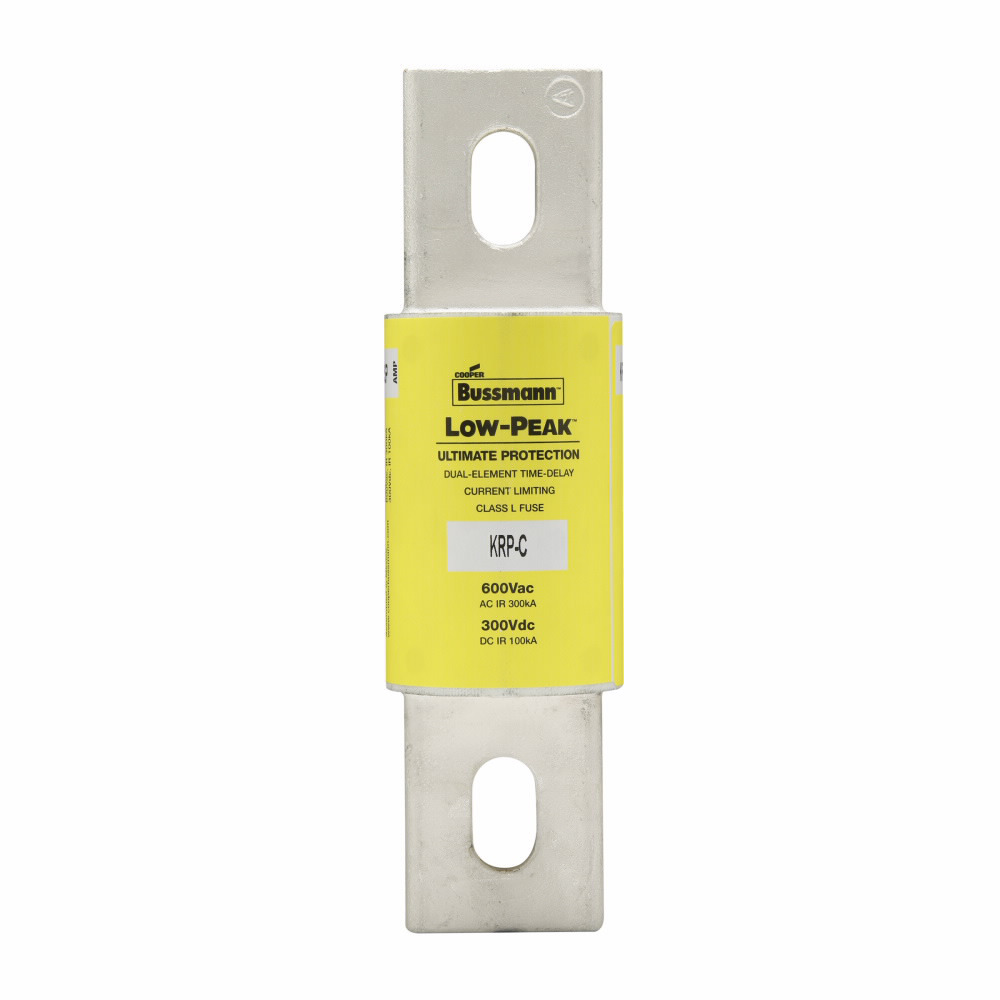 Eaton Bussmann series KRP-C fuse, Current-limiting time-delay fuse, 700 A, L, Non-indicating, Bolted blade end x bolted blade end, 4 sec at 500%, 300 kAIC at 600 V,100 kA at 300 kAIC Vdc, 600 V, 300 Vdc
