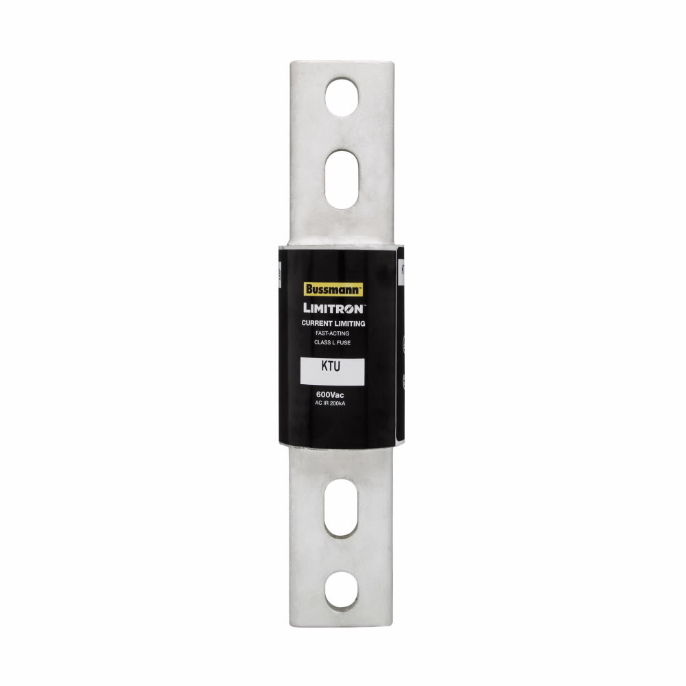 Eaton Bussmann series KTU fuse, LIMITRON Fast-acting fuse, 1000 A, Class L, Non-indicating, Bolted blade end x bolted blade end, 200 kAIC at 600 Vac, Melamine glass tube,Silver-plated end bells, Bolt, Standard, 600 V