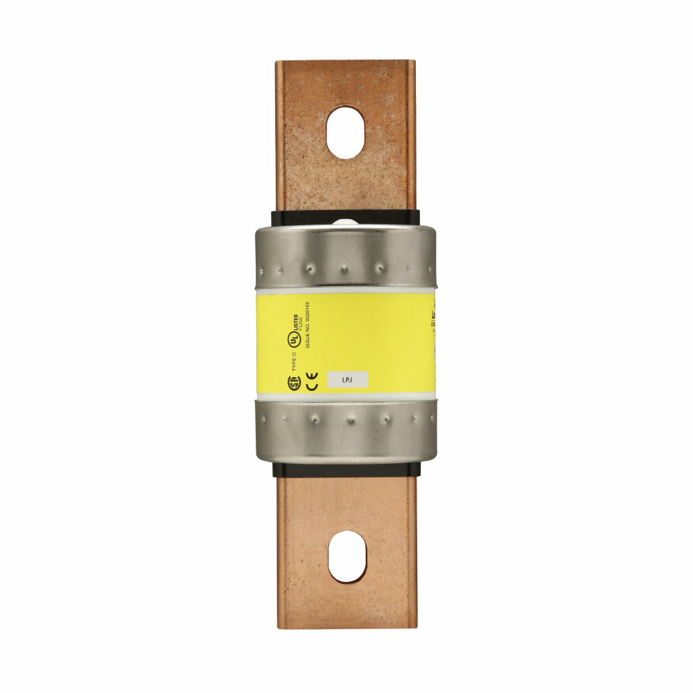 Eaton Bussmann series LPJ fuse, Low-peak fuse, 600 A, Dual, Class J, Non-indicating, Bolted blade end x bolted blade end, Time delay,Current-limiting, 10 sec at 500%, 300 kAIC at 600 V,100 kAIC Vdc, Standard, 600 V, 300 Vdc