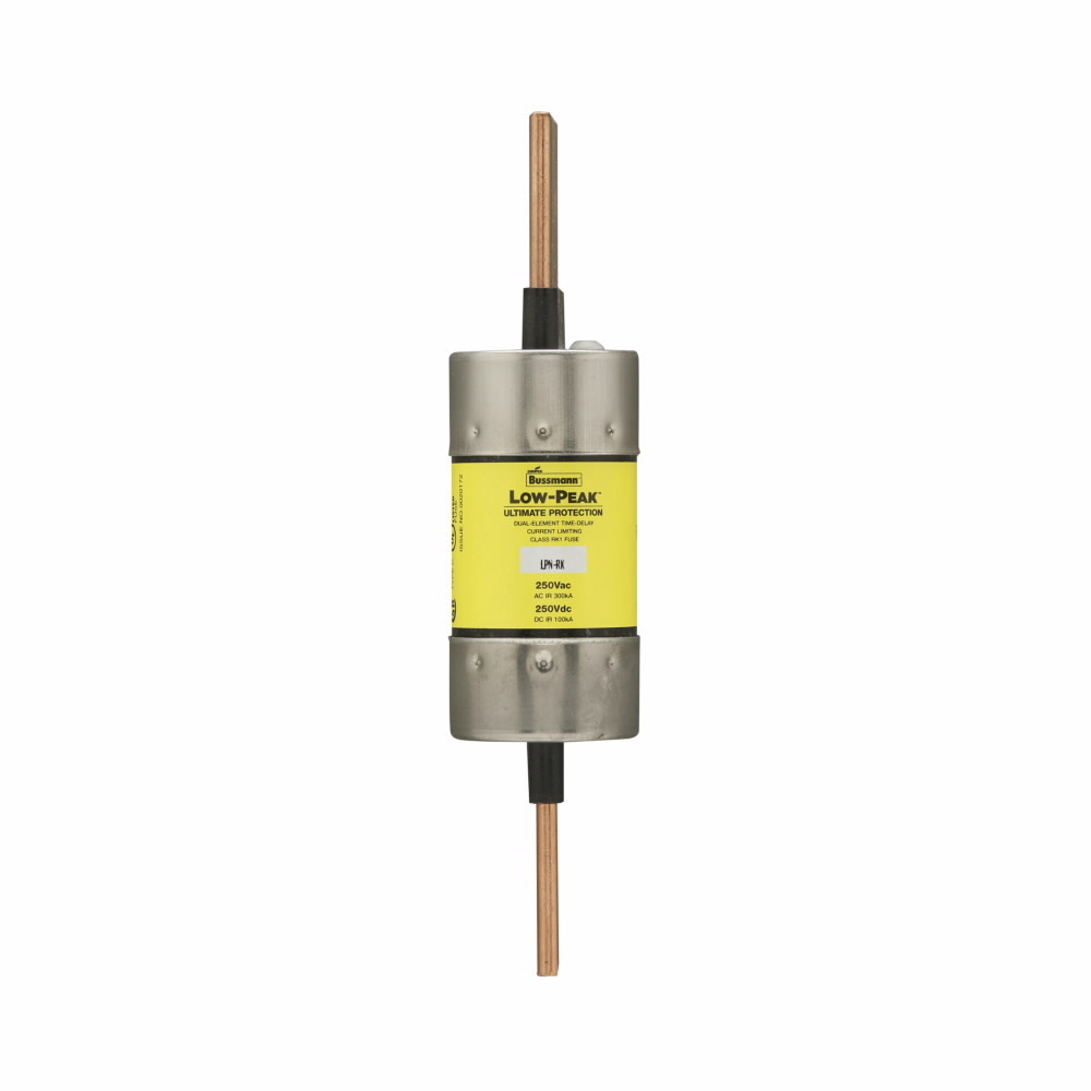 Eaton Bussmann series LPN-RK fuse, Low-peak fuse, 200 A, Dual, Class RK1, Non-indicating, Blade end x blade end, Time delay,Current-limiting, 300 kAIC at 250 V,100 kAIC at 250 Vdc, Standard, 1, 250 V, 250 Vdc