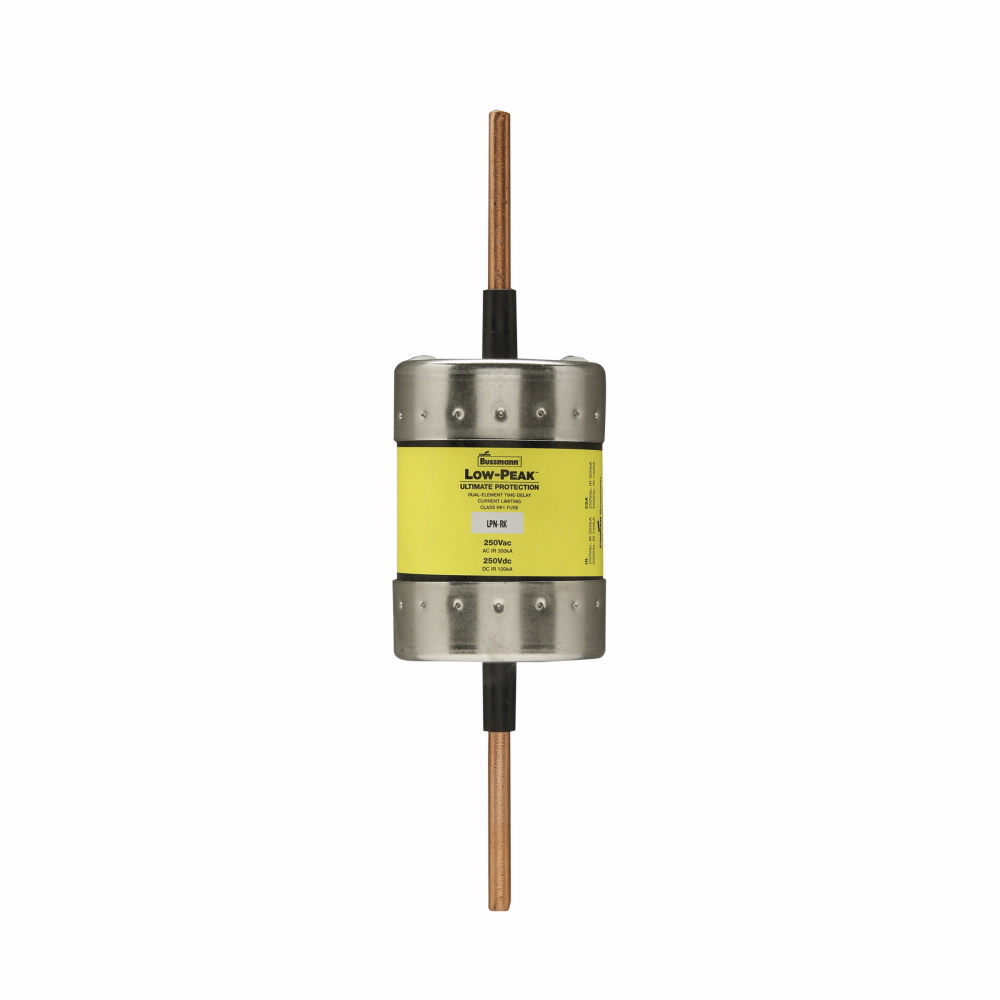 Eaton Bussmann series LPN-RK fuse, Low-peak fuse, 225 A, Dual, Class RK1, Non-indicating, Blade end x blade end, Time delay,Current-limiting, 300 kAIC at 250 V,100 kAIC at 250 Vdc, Standard, 1, 250 V, 250 Vdc