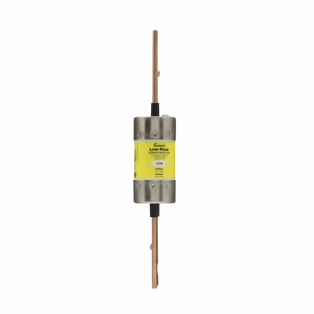 Eaton Bussmann series LPS-RK fuse, Low-peak fuse, 150 A, Dual, Class RK1, Non-indicating, Blade end x blade end, Time delay,Current-limiting, 100 kAIC at 300 Vdc,300 kAIC at 600 V, Standard, 1, 600 V, 300 Vdc