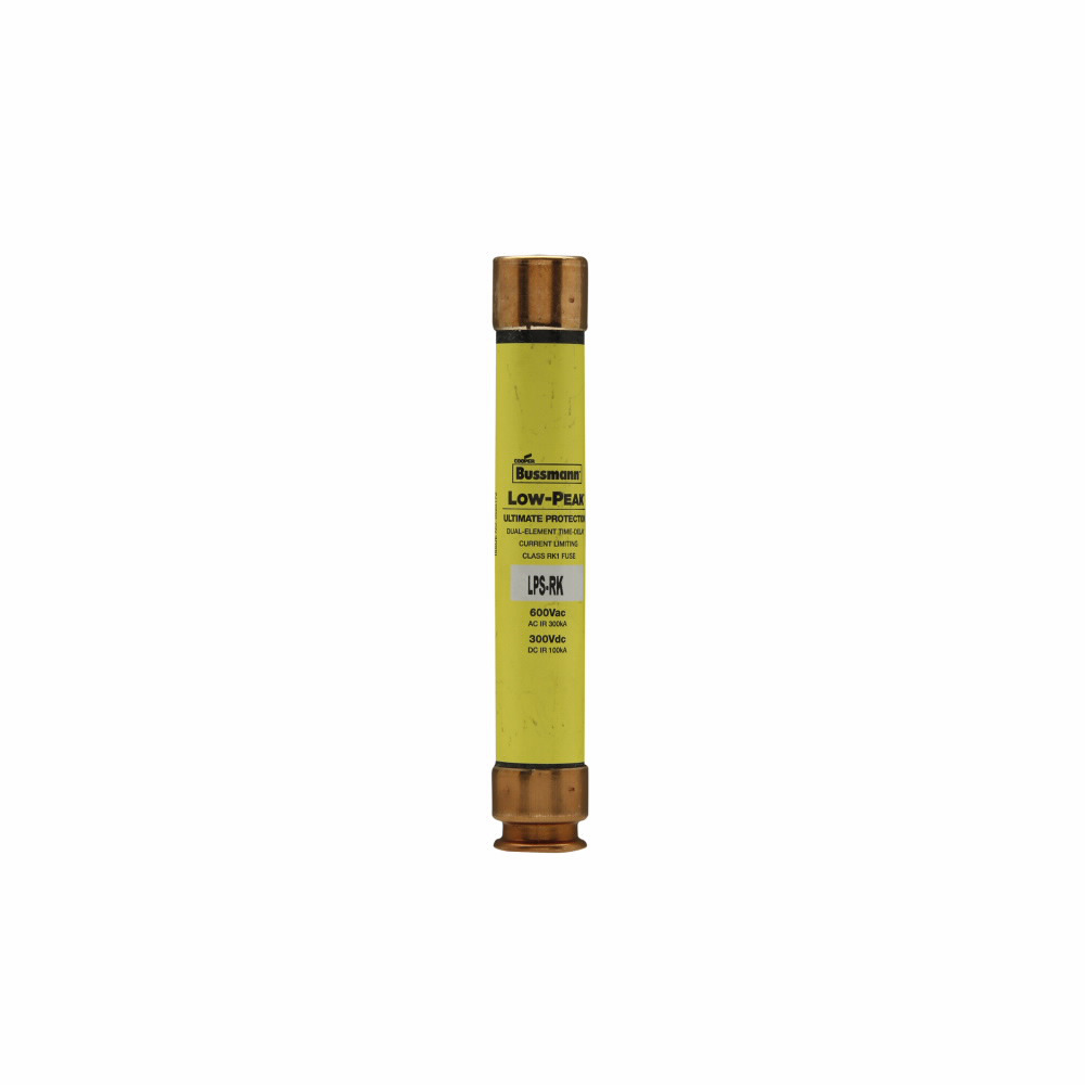 Eaton Bussmann series LPS-RK fuse, Low-peak fuse, 7 A, Dual, RK1, Non-indicating, Ferrule end x ferrule end, Time delay,Current-limiting, 10 sec at 500%, 300 kAIC at 600 V,100 kAIC at 300 Vdc, Standard, 10, 600 V, 300 Vdc