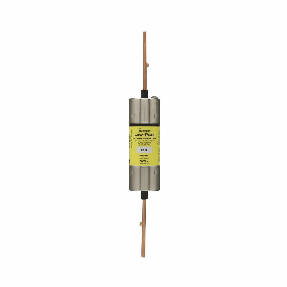 Eaton Bussmann series LPS-RK fuse, Low-peak fuse, 80 A, Dual, Class RK1, Non-indicating, Blade end x blade end, Time delay,Current-limiting, 300 kAIC at 600 V,100 kAIC at 300 Vdc, Standard, 1, 600 V, 300 Vdc