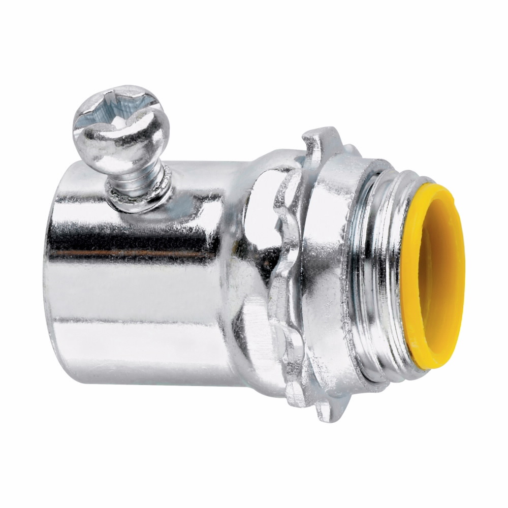 Eaton Crouse-Hinds series EMT set screw type connector, EMT, Straight, Insulated, Steel, 1"