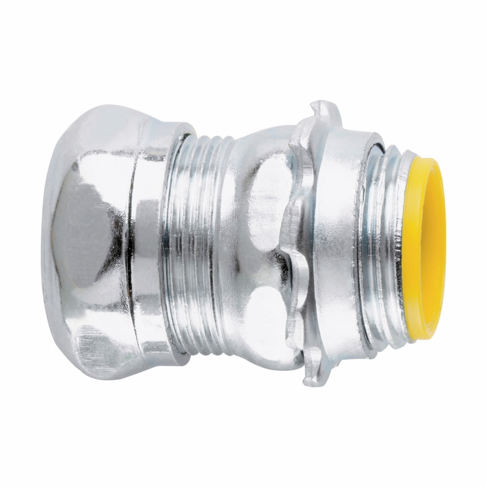 Eaton Crouse-Hinds series EMT compression connector, EMT, Straight, Insulated, Steel, Concrete tight, Threadless, 2"
