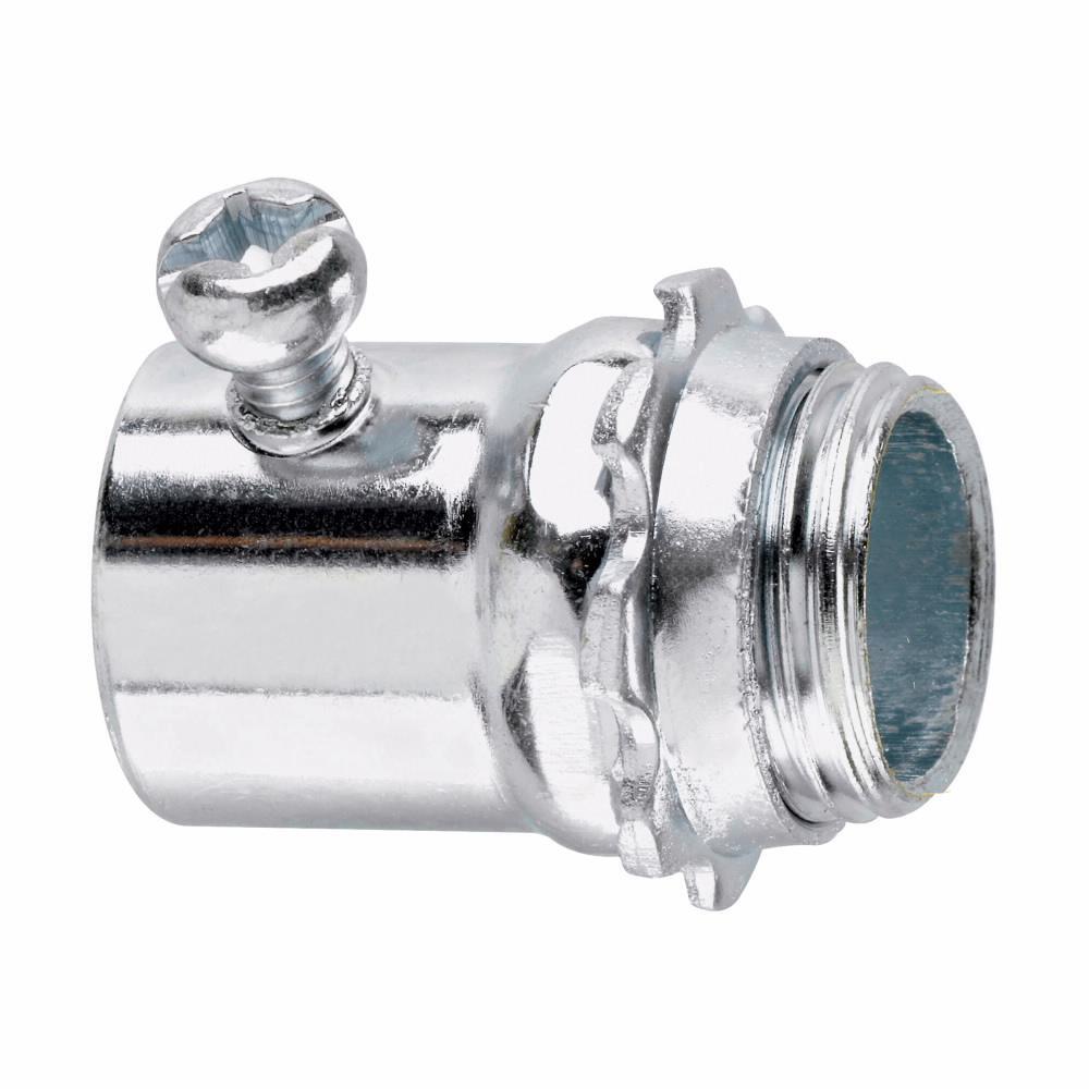 453 Non-Insulated Setscrew Straight Threaded Connector, 1-1/4 in Trade, For Use With EMT Conduit, Steel, Zinc Plated