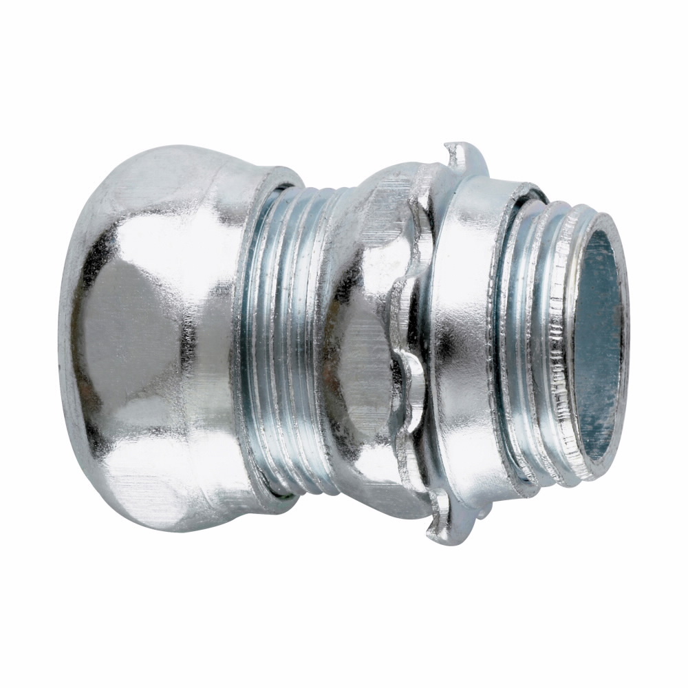 Eaton Crouse-Hinds series EMT compression connector, EMT, Straight, Non-insulated, Steel, Threadless, 1-1/2"