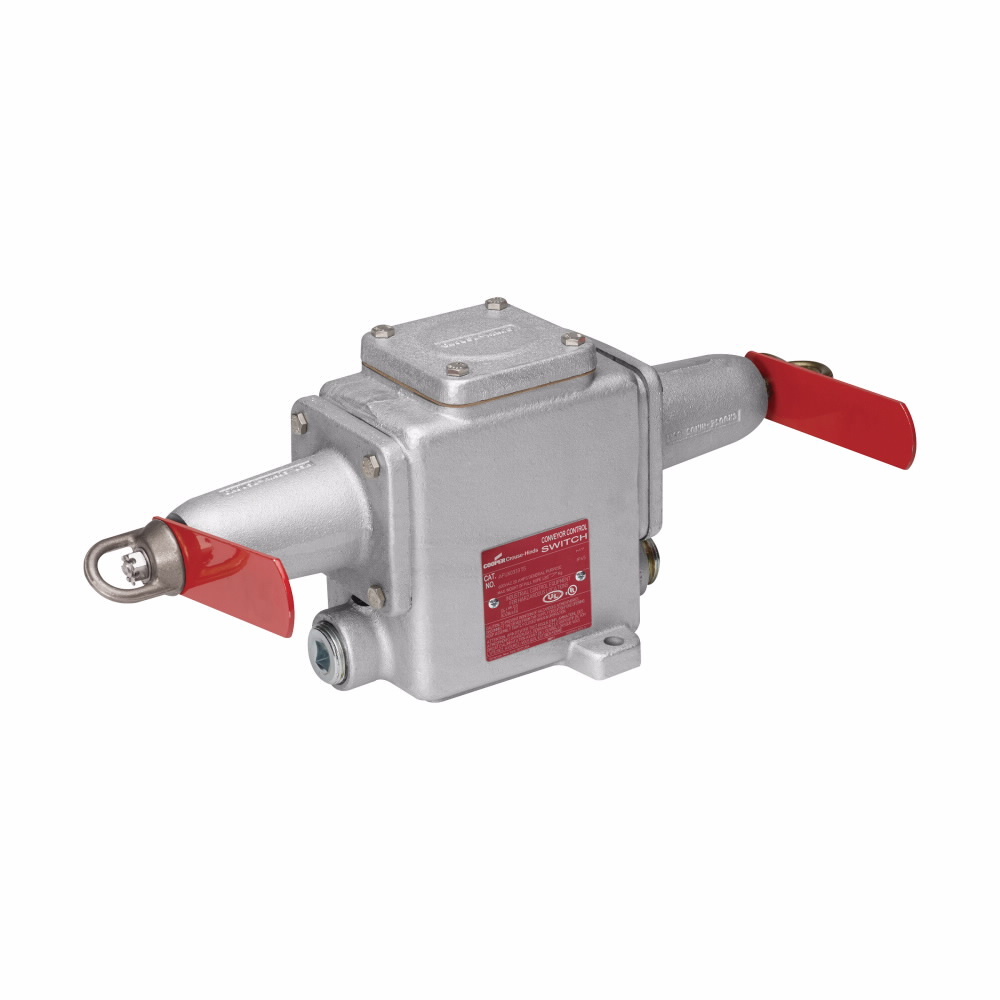 Eaton Crouse-Hinds series AFU conveyor belt control switch, 15A, Two normally open/two normally closed, Feraloy iron alloy, 25 lb, Double end, 600 Vac, 15 lb, (3) 1" hubs