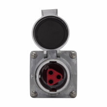 Eaton Crouse-Hinds series Arktite AR receptacle, 60A, Two-wire, three-pole, 50-400 Hz, Style 2, Copper-free aluminum, Spring door, 600 Vac/250 Vdc