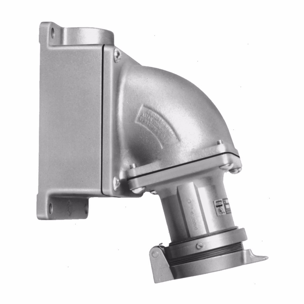 Eaton Crouse-Hinds series Arktite AREA receptacle assembly, 60A, Three-wire, four-pole, 50-400 Hz, Style 2, Copper-free aluminum, Spring door, 1-1/2", 600 Vac/250 Vdc