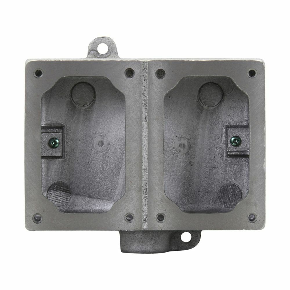 Eaton Crouse-Hinds series FlexStation EDS back box, Feraloy iron alloy, Two-gang, Dead end, 1/2"