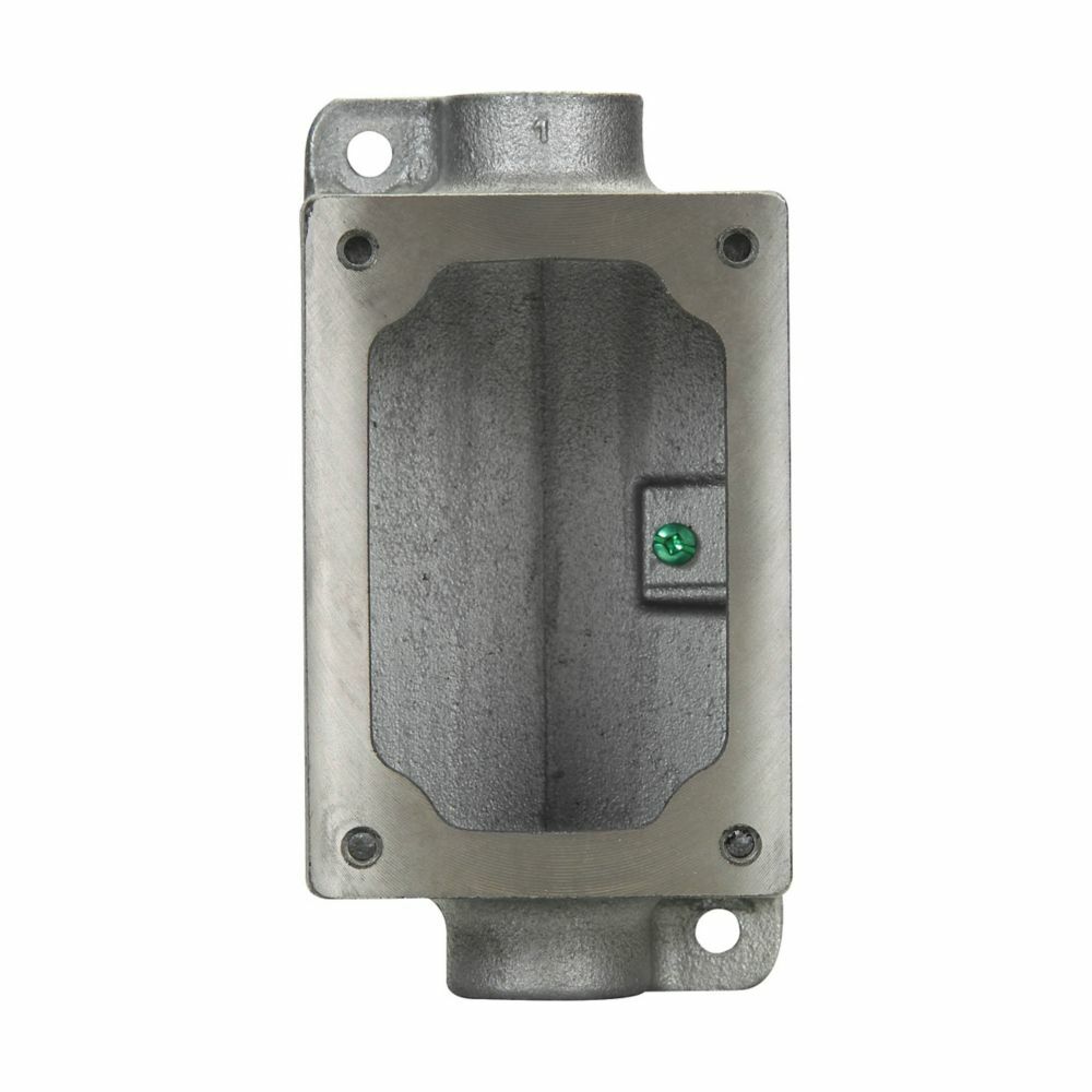 Eaton Crouse-Hinds series FlexStation EDS back box, Feraloy iron alloy, Single-gang, Through feed, 1/2"