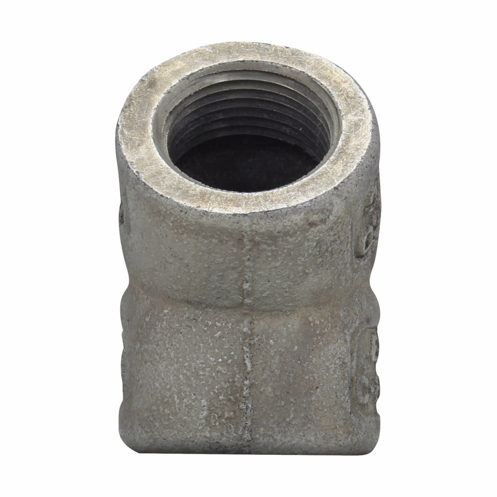 EL1 EL Series Female Conduit Elbow, 1/2 in Trade, 45 deg, Ductile Iron/Feraloy Iron Alloy, Aluminum Acrylic Painted/Electro-Galvanized