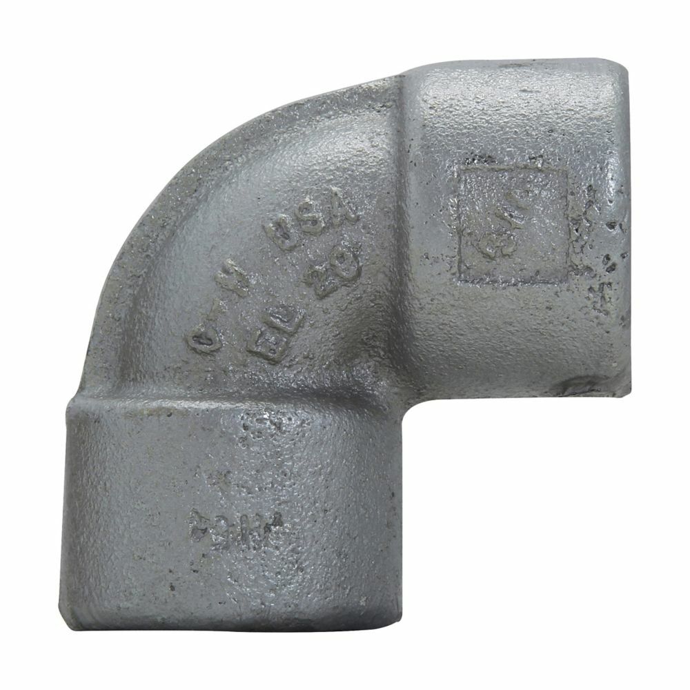 EL59 EL Series Female Conduit Elbow, 1-1/2 in Trade, 90 deg, Ductile Iron/Feraloy Iron Alloy, Aluminum Acrylic Painted/Electro-Galvanized