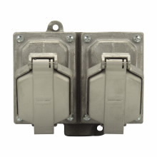 Eaton Crouse-Hinds series Ark-Gard ENR Value receptacle assembly, 20A, Double, 50-400 Hz, Copper-free aluminum, 5-20R, Two-gang, Dead end, 1/2", 125 Vac