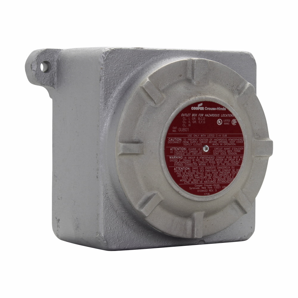 Eaton Crouse-Hinds series GUB junction box, 7" cover opening, 8" x 10" x 5-7/8", Copper-free aluminum