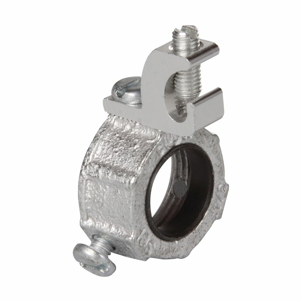 Eaton Crouse-Hinds series HGLL grounding bushing, Rigid/IMC, Aluminum lug, #4-14 AWG, Malleable iron, 150C, Threaded, 1/2"