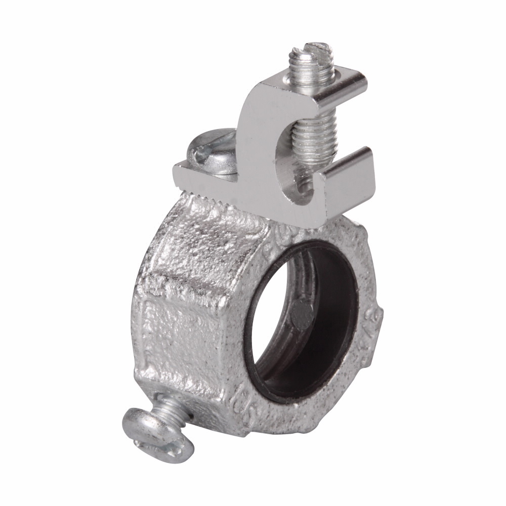 Eaton Crouse-Hinds series HGLL grounding bushing, Rigid/IMC, Aluminum lug, #4-14 AWG, Malleable iron, 150C, Threaded, 3/4"