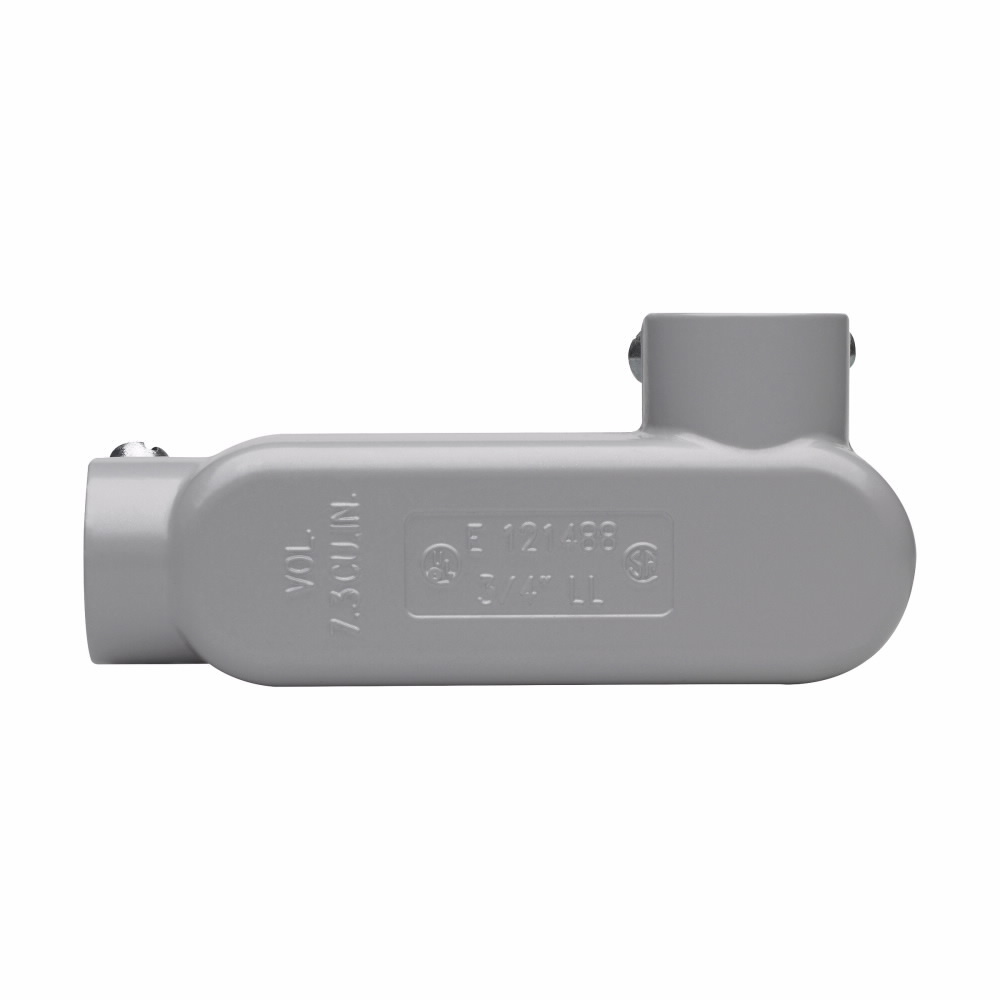 Eaton Crouse-Hinds series Condulet Series 5 conduit outlet body, Rigid/IMC, Copper-free aluminum, LL shape, Body, traditional cover and gasket, 1"
