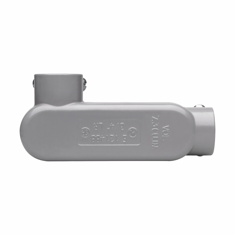 Eaton Crouse-Hinds series Condulet Series 5 conduit outlet body, Rigid/IMC, Copper-free aluminum, LR shape, Body, traditional cover and gasket, 1/2"