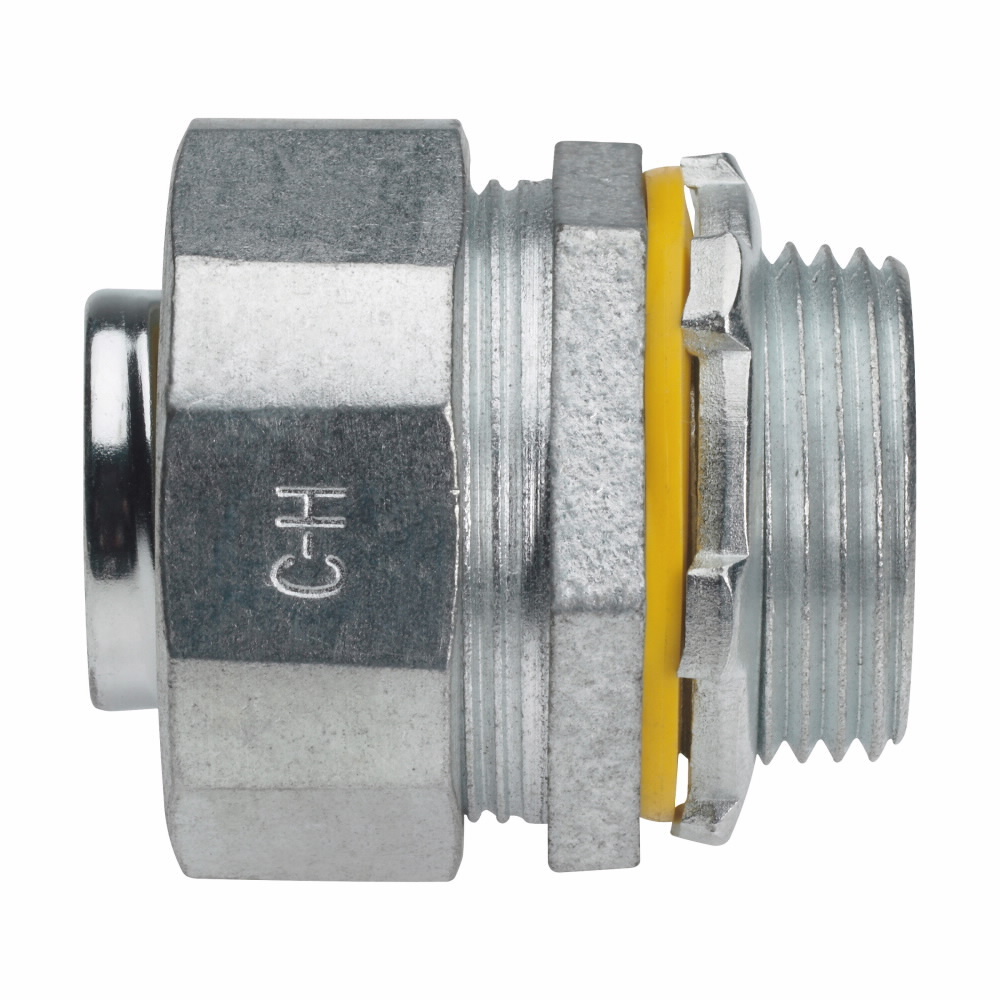 LT38 Liquidator Liquid Tight Non-Insulated Straight Threaded Conduit Connector, 3/8 in Trade, Malleable Iron, Electro-Plated Zinc