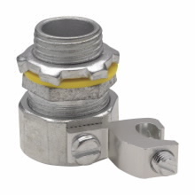 LT400G Liquidator Liquid Tight Non-Insulated Straight Threaded Conduit Connector With 6 to 3/0 AWG Aluminum Grounding Lug, 4 in Trade, Malleable Iron, Electro-Plated Zinc