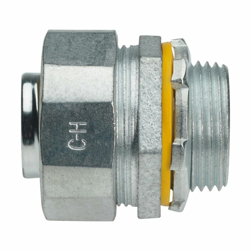 LTB75 Liquidator Insulated Liquid Tight Straight Threaded Conduit Connector, 3/4 in Trade, Malleable Iron, Electro-Plated Zinc
